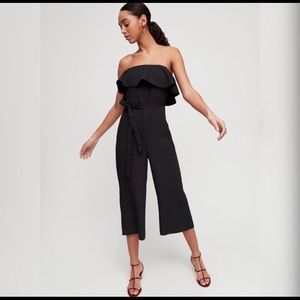 Aritzia Babaton Flutter Strapless Ruffled Jumpsuit